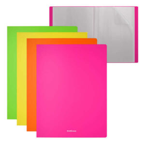erichkrause carpetas con fundas matt neon 40 fundas tamaño a4 surtido colores (4 pcs en bolsa) colores surtidos