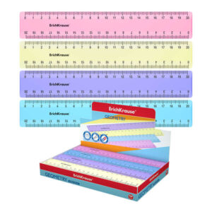 erichkrause regla de plastico 20cm escala a doble cara colores rosa, azul, violeta y amarillo pastel