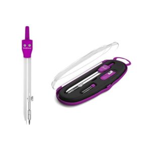 erichkrause compases metalicos conjunto de instrumentos school 135mm radio maximo 21 cm incluye afilador y mina de recambio colores neon estuche de plastico caja de plastico con colgador