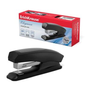erichkrause elegance half strip grapadora de sobremesa grapa hasta 30 hojas grapado abierto y cerrado admite grapas 24/6 y 26/6 resistente a golpes color negro
