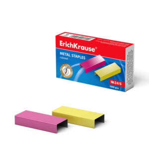 erichkrause caja de 1000 grapas de colores 24/6 alambre de acero de alta calidad resistencia mejorada colores surtidos