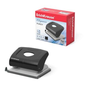 erichkrause elegance perforadora de papel perfora hasta 20 hojas deposito de residuos mecanismo de acero garantia 2 años color negro