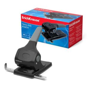 erichkrause elegance classic perforadora de gruesos perfora hasta 70 hojas orificios de 5,5mm mecanismo de acero de alta calidad color negro/gris