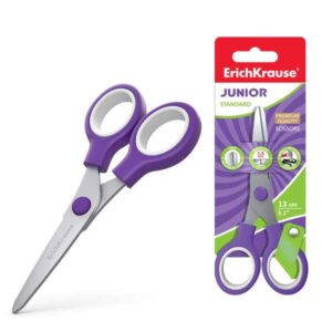 erichkrause standard junior tijeras de acero inoxidable 13cm extremos redondeados resistente a la corrosion mangos de plastico resistente colores aleatorios