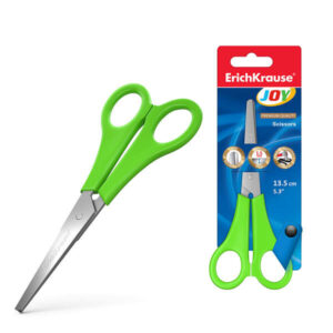 erichkrause joy tijeras con cuchillas de acero inoxidable 13.5cm extremos redondeados resistente a la corrosion mangos de plastico resistente colores surtidos aleatorios