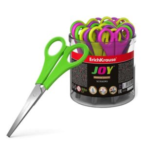 erichkrause joy tijeras cuchillas de acero inoxidable de alta calidad extremos redondeados seguros resistente a la corrosion mangos de plastico resistente a los golpes color negro