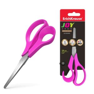 erichkrause joy ergo tijeras de acero inoxidable 14cm extremos redondeados resistente a la corrosion mangos ergonomicos colores aleatorios surtidos