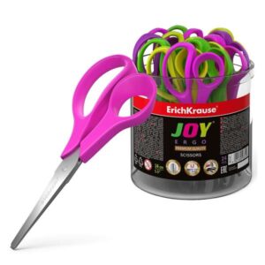 erichkrause tijeras joy ergo cuchillas de acero inoxidable extremos redondeados resistente a la corrosion mangos ergonomicos color negro