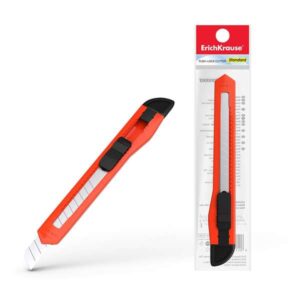 erichkrause easycut cuter con fijador push lock standard 9mm sistema de sujecion de cuchilla con seguro de empuje cuchilla segmentada de acero color aleatorio naranja/amarillo