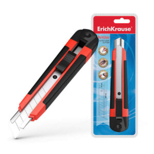 erichkrause cuter con fijador automatico arrow sistema de retencion de cuchilla autobloqueo partidor incorporado cuerpo de plastico ligero guias metalicas cuchilla segmentada de acero resistente al desgaste color azul