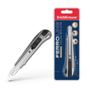 erichkrause cuter metalico con fijador automatico sistema de retencion de cuchilla autobloqueo partidor incorporado color negro