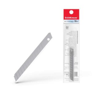 erichkrause pack de 10 cuchillas de repuesto de acero segmentado medidas 9mm x 0.5mm afilado de doble cara resistente al desgaste