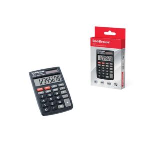 erichkrause calculadora electronica de 8 digitos pantalla lcd de 8 digitos funciones de calculo avanzadas memoria bateria alcalina estuche de plastico color negro