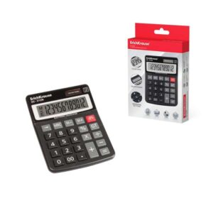 erichkrause calculadora electronica de sobremesa de 12 digitos pantalla lcd de 12 digitos funciones de calculo avanzadas energia solar color negro