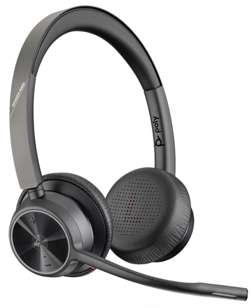 hp poly voyager 4320 uc m auriculares con microfono bluetooth almohadillas acolchadas controles en auricular color negro