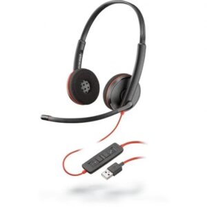 hp poly blackwire 3320 usb c auriculares con microfono almohadillas acolchadas controles en cable color negro