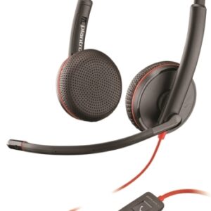 hp poly blackwire 3225 auriculares con microfono usb/jack 3.5mm almohadillas acolchadas controles en cable color negro