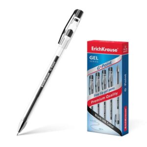 erichkrause boligrafo de gel g point tinta de gel de secado rapido cuerpo transparente con grip perfilado triangular punta de tipo aguja color negro