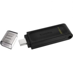 kingston datatraveler 70 memoria usb c 3.2 gen 1 256gb con tapa color negro (pendrive)