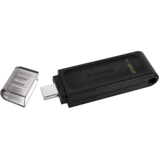 kingston datatraveler 70 memoria usb c 3.2 gen 1 256gb con tapa color negro (pendrive)