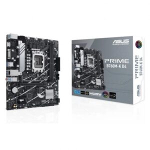 asus prime b760m k d4 placa base intel 1700 2x ddr4 hdmi, vga, m.2, pcie 4.0, 4x sata iii, usb 3.2, aura sync, microatx