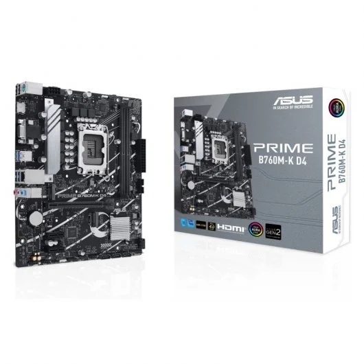 asus prime b760m k d4 placa base intel 1700 2x ddr4 hdmi, vga, m.2, pcie 4.0, 4x sata iii, usb 3.2, aura sync, microatx