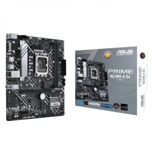 asus prime h610m a d4 csm placa base intel1700 2x ddr4 hdmi, m.2, pcie3.0, 4x sata iii, usb 3.2, microatx