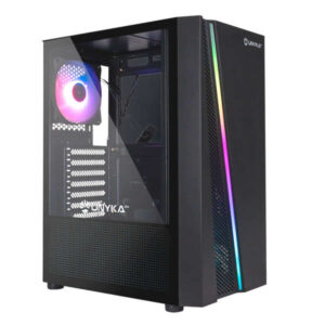 unykach glayze caja torre atx iluminacion argb lateral cristal templado usb a 2.0/3.2 y audio 1 ventilador 120mm rgb instalado color negro