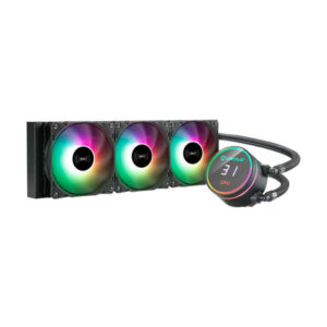 unykach aquastorm 360 kit de refrigeracion liquida 3 ventiladores de 120mm iluminacion rgb visualizacion temperatura cpu tubo de 38mm