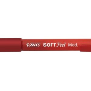 bic soft feel boligrafo retractil punta media de 1mm cuerpo translucido con grip color rojo