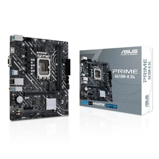 asus prime h610m k d4 placa base intel1700 2x ddr4 hdmi, m.2, pcie4.0, 4x sata iii, usb 3.2, microatx