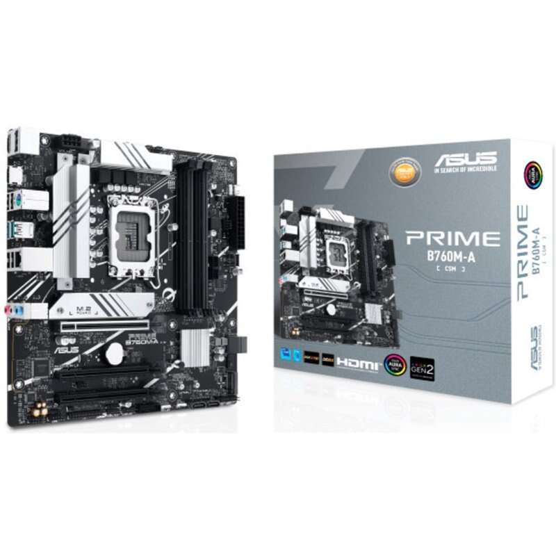 asus prime b760m a csm placa base intel lga1700 4x ddr5 hdmi, m.2, pcie4.0, 4x sata iii, usb 3.2, microatx