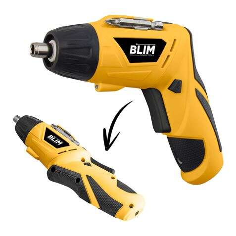 blim atornillador doble posicion bateria 4v velocidad 210 rpm conector hexagonal de 1/4 (6.35 mm) cambio de sentido de giro capacidad de bateria 1300 mah incluye 1 alargador magnetico, 11 puntas atornillador empuñadura ergonomica