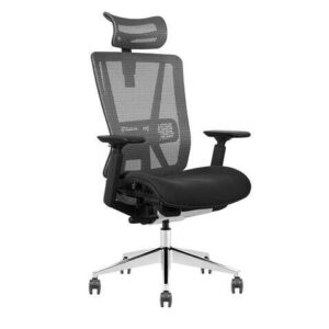 cromad senior se1200 silla de oficina altura ajustable con elevador de gas de grado 4 reposacabezas, reposabrazos 3d y soporte lumbar ajustables respaldo de malla ruedas de nailon 360º color negro