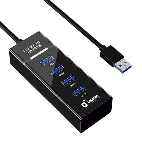 cromad cable usb 2.0 longitud 30cm indicador led velocidad de transferencia 480 mbps 4 puertos sin instalacion compatible con todos los sistemas operativos color negro