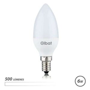 elbat bombilla led potencia: 6w lumenes: 500 tipo de luz: 4000k luz blanca casquillo: e14 angulo: 180º dimensiones: 37x100mm 30.000 horas de vida 15.000 encendidos color blanco