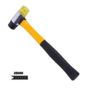 blim martillo antirrebote de doble cara de golpeo 25mm cara de poliuretano y nylon mango de fibra de vidrio color negro