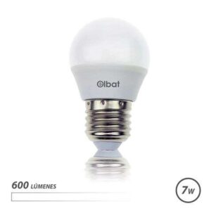 elbat bombilla led potencia: 7w lumenes: 600 tipo de luz: 4000k luz blanca casquillo: e27 angulo: 220º dimensiones: 45x78mm 30000 horas de vida 15000 encendidos color blanco