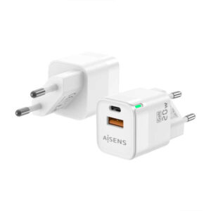 aisens cargador gan 20w 1xusb c pd3.0 qc4.0 1xusb a qc3.0 color blanco