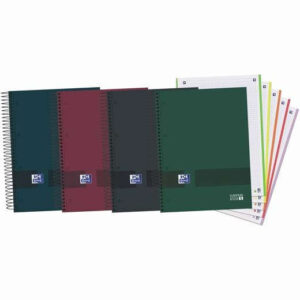 oxford europeanbook 5 oxford & you pack de 5 cuadernos espiral formato a4+ cuadriculado 5x5 120 hojas microperforadas con 4 taladros tapa extradura acabado mate 5 bandas de color colores oscuros surtidos