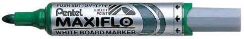 pentel maxiflo rotulador para pizarra blanca regulacion del flujo de tinta punta redonda ancho de linea 2,5mm 50% de materiales reciclados color verde