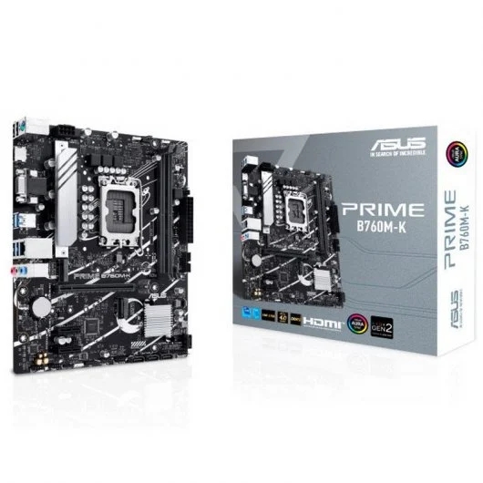 asus prime b760m k placa base intel 1700 hdmi, vga, pcie 4.0, m2, 4x sata iii, usb 2.0, 3.2, rj 45