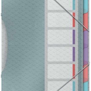 esselte colour'breeze clasificador con 6 pestañas multicolor para formato a4 3 solapas en la contraportada polpropileno en relieve cierre con goma elastica color translucido