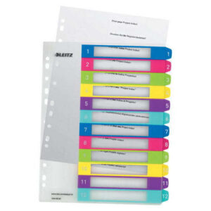leitz wow indice de plastico imprimible multicolor 12 pestañas multitaladro formato a4 color translucido