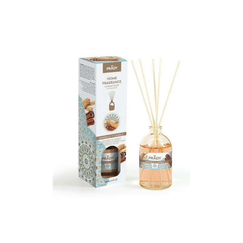 prady ambientador mikado sandalo y canela frasco de cristal 100ml y varitas difusoras