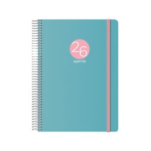 dohe menphis agenda anual dia pagina cubierta de plastico sabado y domingo misma pagina cierre con goma elastica tamaño 15x21cm color verde
