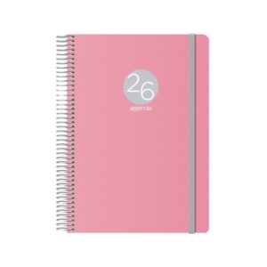 dohe menphis agenda anual dia pagina cubierta de plastico sabado y domingo misma pagina cierre con goma elastica tamaño 15x21cm color rosa