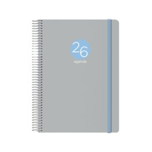 dohe menphis agenda anual dia pagina cubierta de plastico sabado y domingo misma pagina cierre con goma elastica tamaño 15x21cm color gris