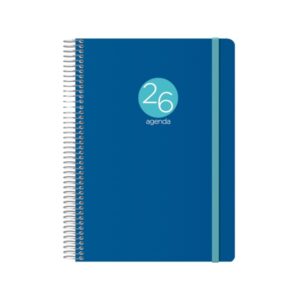dohe menphis agenda anual dia pagina cubierta de plastico sabado y domingo misma pagina cierre con goma elastica tamaño 15x21cm color azul oscuro