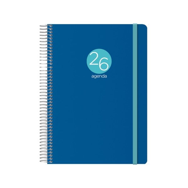dohe menphis agenda anual dia pagina cubierta de plastico sabado y domingo misma pagina cierre con goma elastica tamaño 15x21cm color azul oscuro